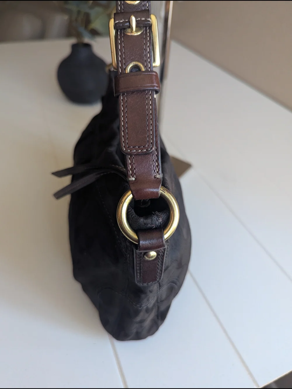 Coach Signature brown Pleated Soho Shoulder Bag